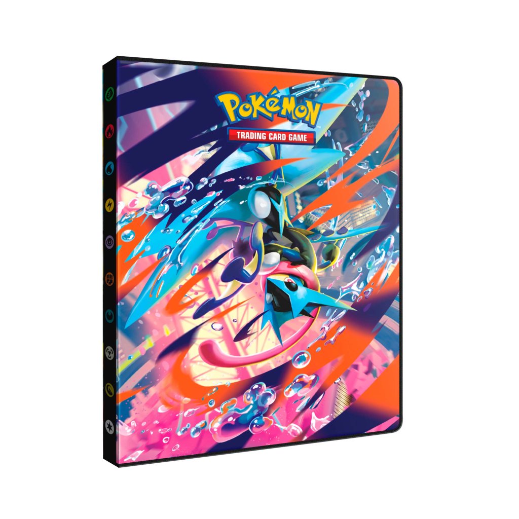 Pokémon Trading Card Game binder with colorful design on a white background