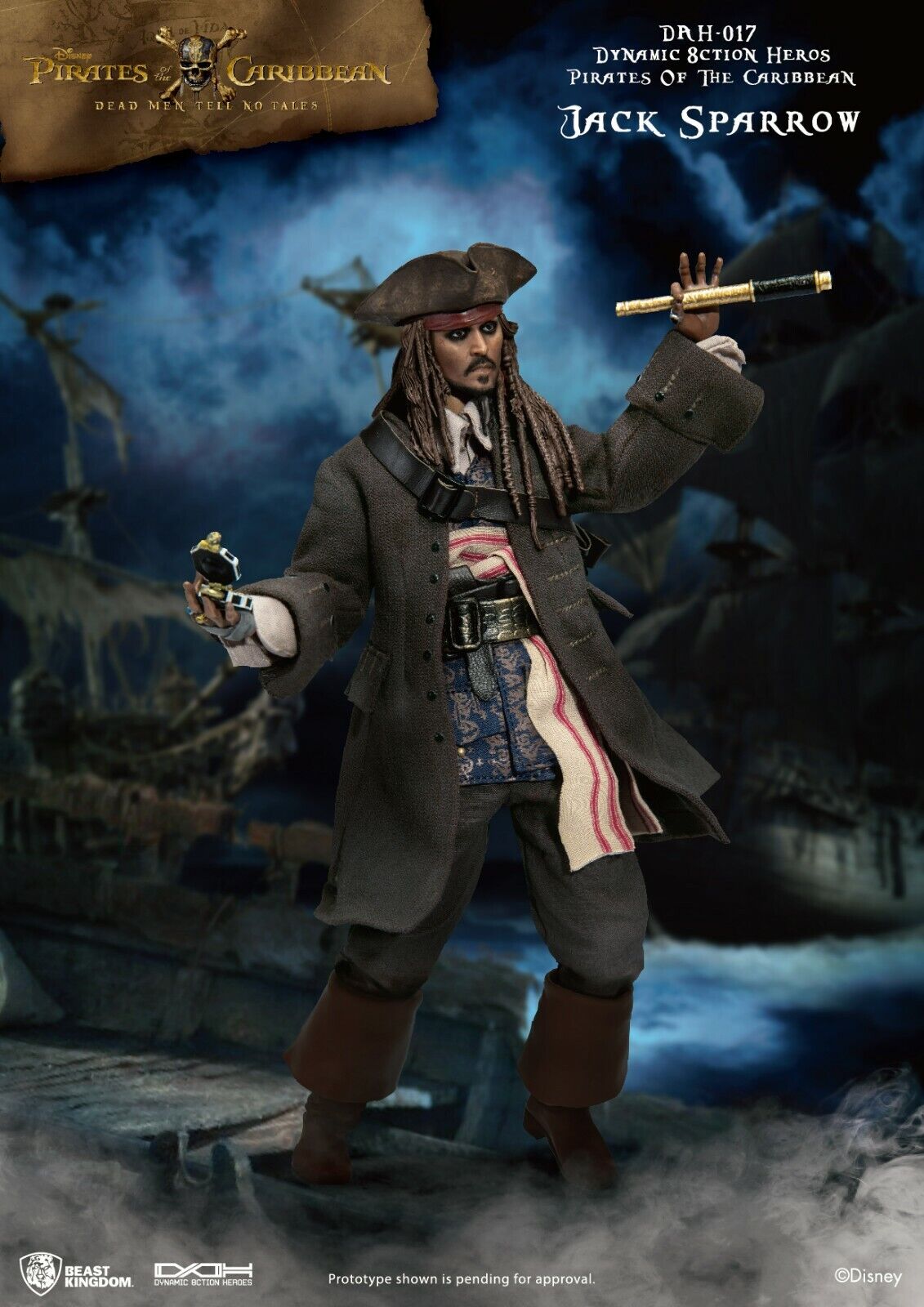 Beast Kingdom DAH-017 Pirate Of The Caribbean Captain Jack Sparrow 8" Figure NEW