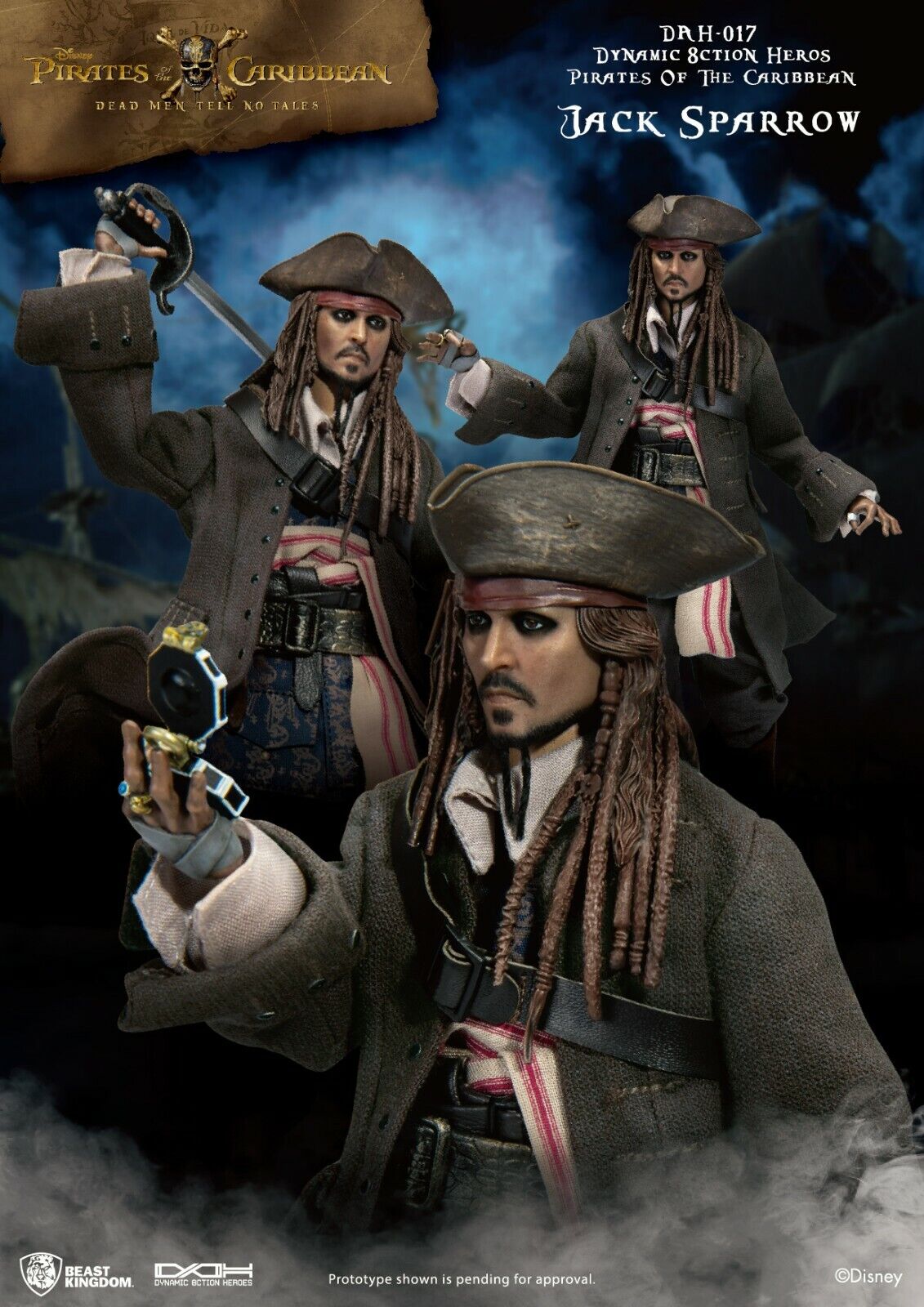 Beast Kingdom DAH-017 Pirate Of The Caribbean Captain Jack Sparrow 8" Figure NEW