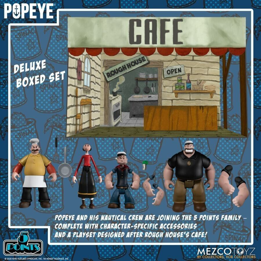 Popeye - 5 Points Deluxe Boxed Set MEZ18060-Mezco Toyz - NEW