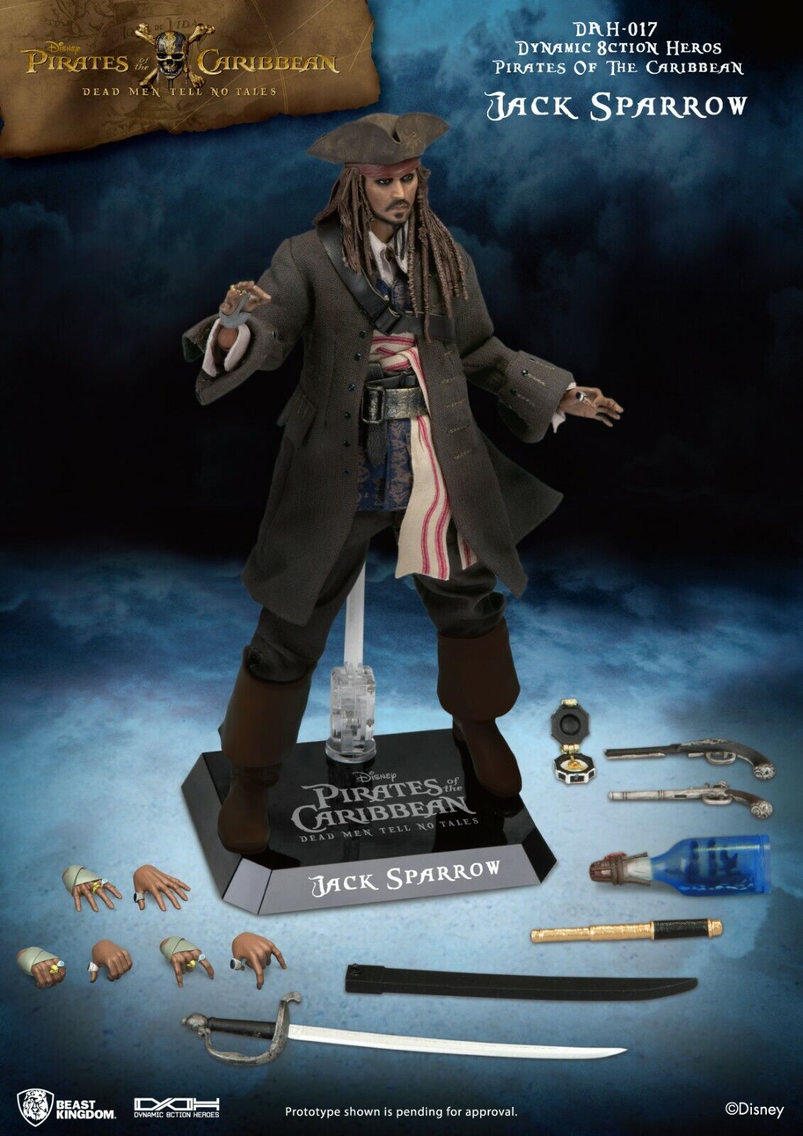 Beast Kingdom DAH-017 Pirate Of The Caribbean Captain Jack Sparrow 8" Figure NEW