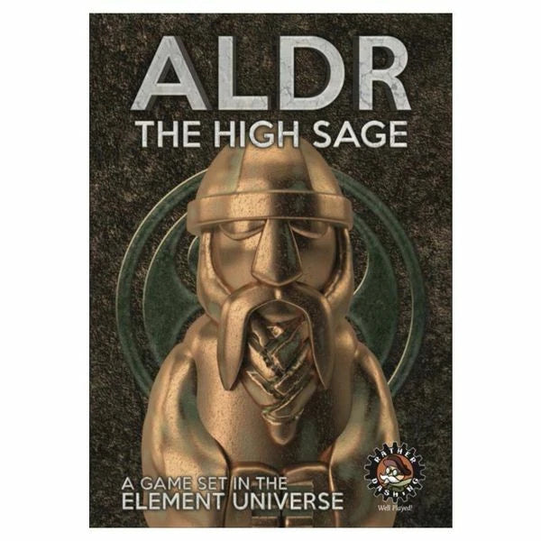 Cover of 'ALDR The High Sage' game with a bronze statue design on a dark background