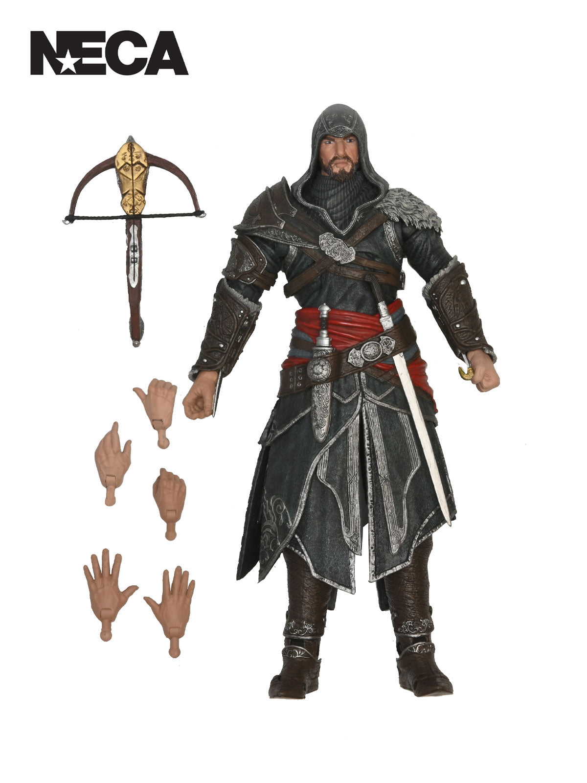Action figure with accessories on a white background, featuring NECA branding.