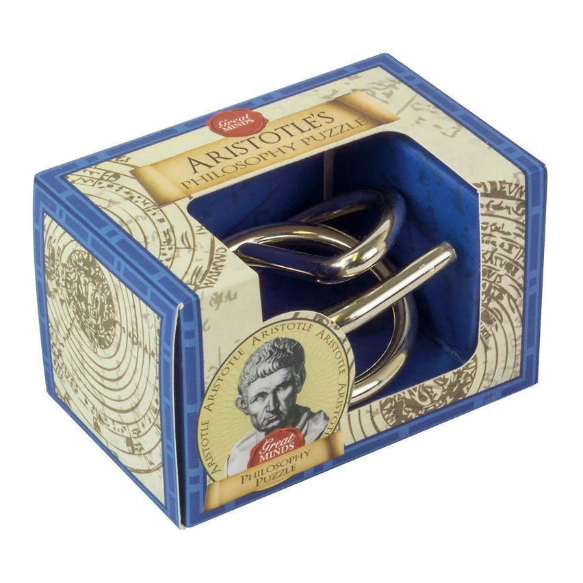 Aristotle's Philosophy Puzzle in a decorative box with classical design elements.