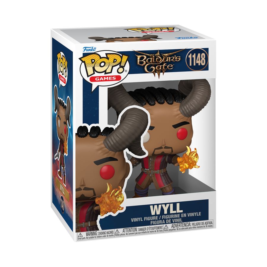 Funko Pop! vinyl figure packaging for Wyll from Baldur's Gate on a white background