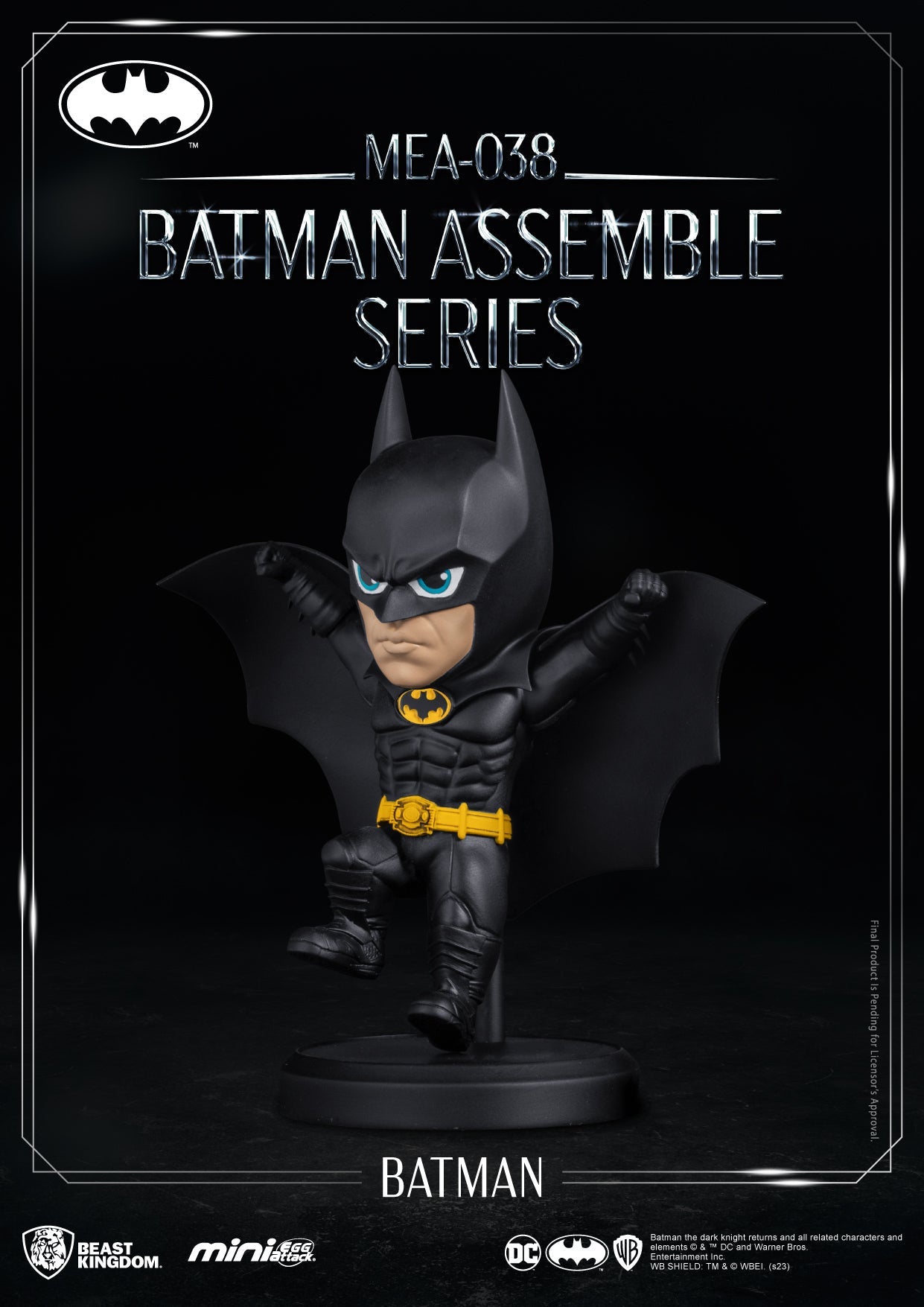 Batman figurine from the 'Batman Assemble Series' by Beast Kingdom on a black background.