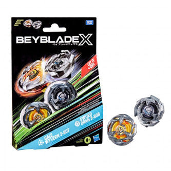 One package of Beyblade X toys with spinning tops on a white background