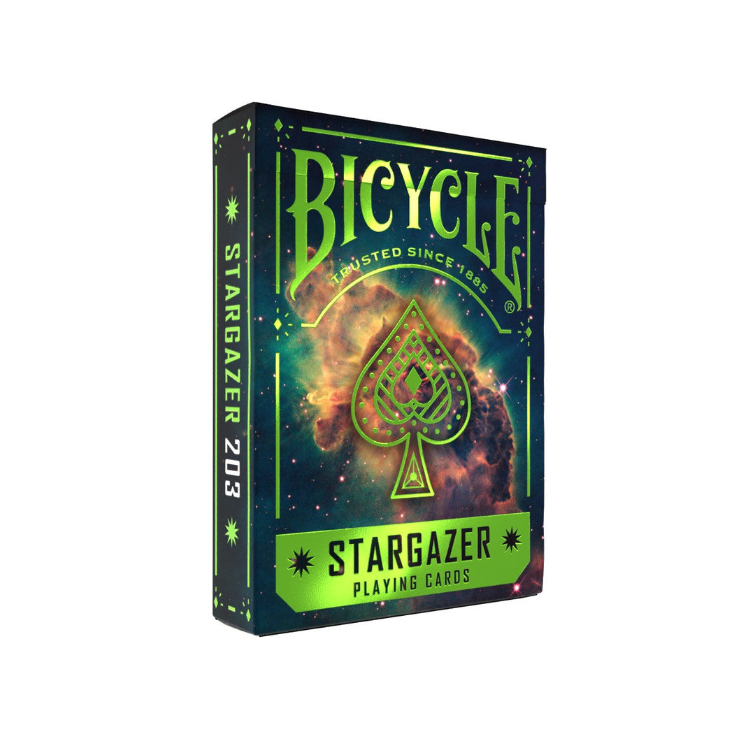 Bicycle Stargazer playing cards packaging with space-themed design