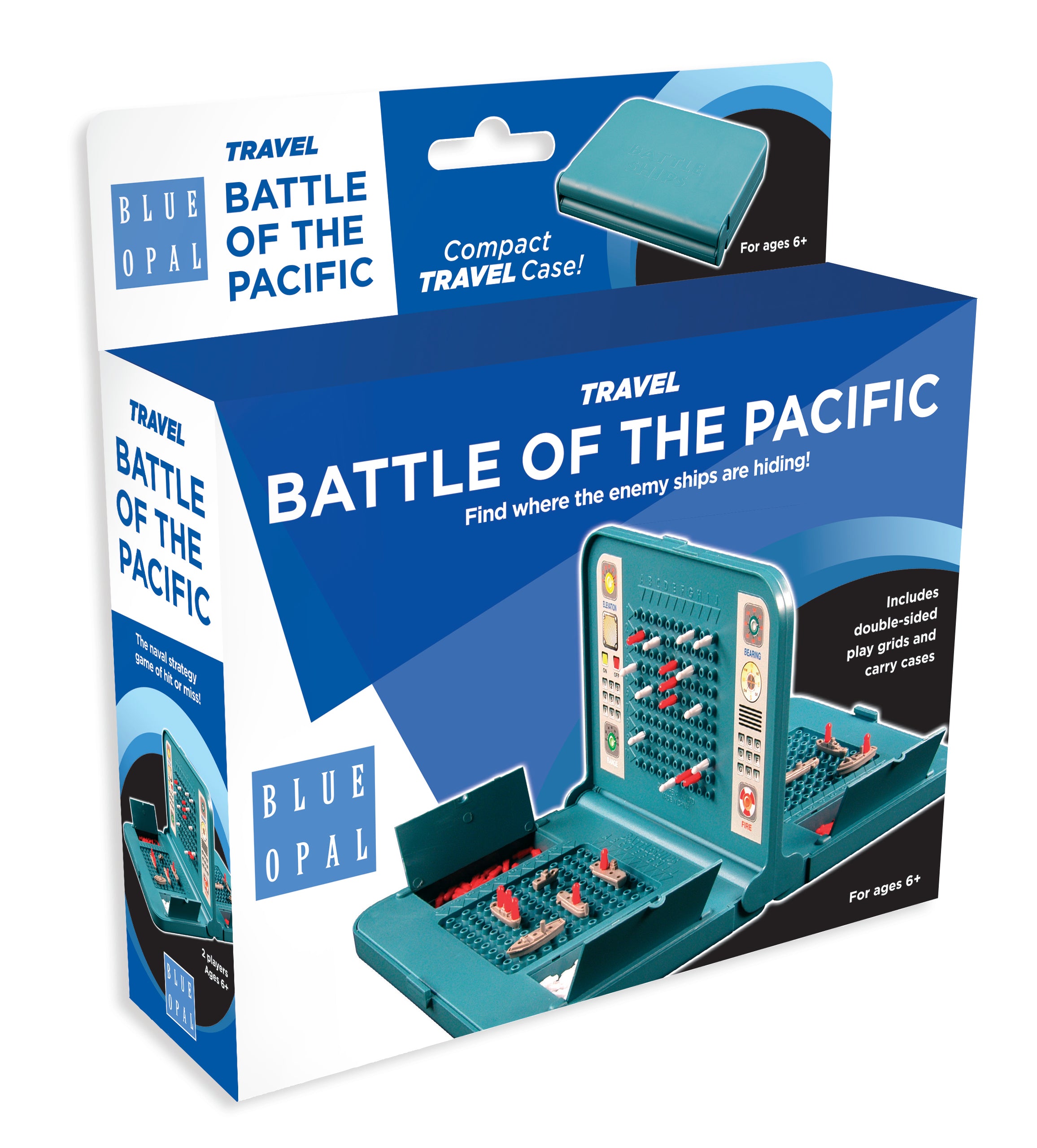 Battle of the pacific travel board game Cover, Coloured white and blue. 