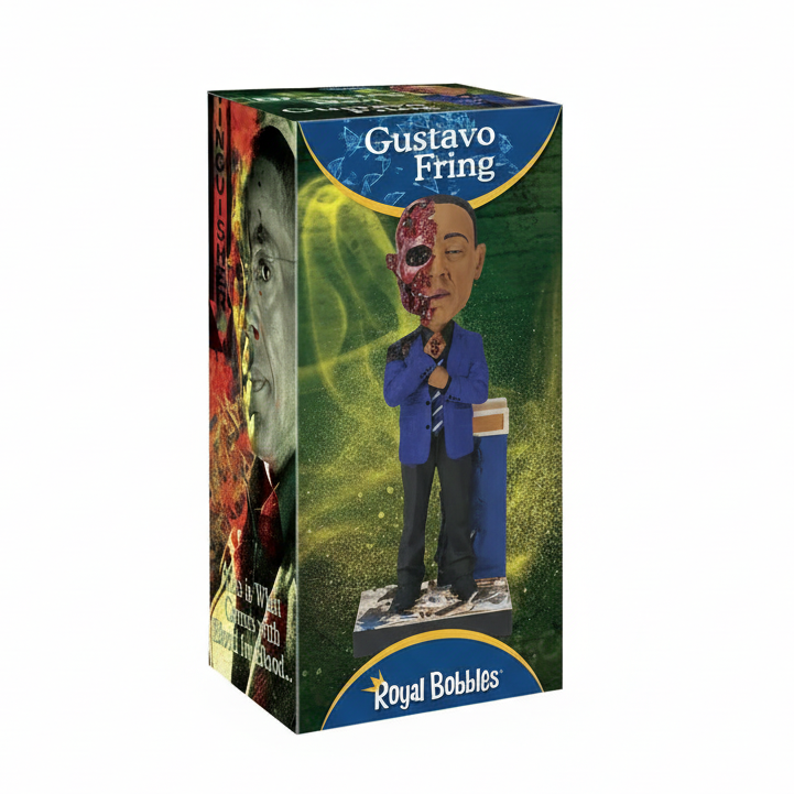 Bobblehead Breaking Bad Gus Fring Face Off on white square background