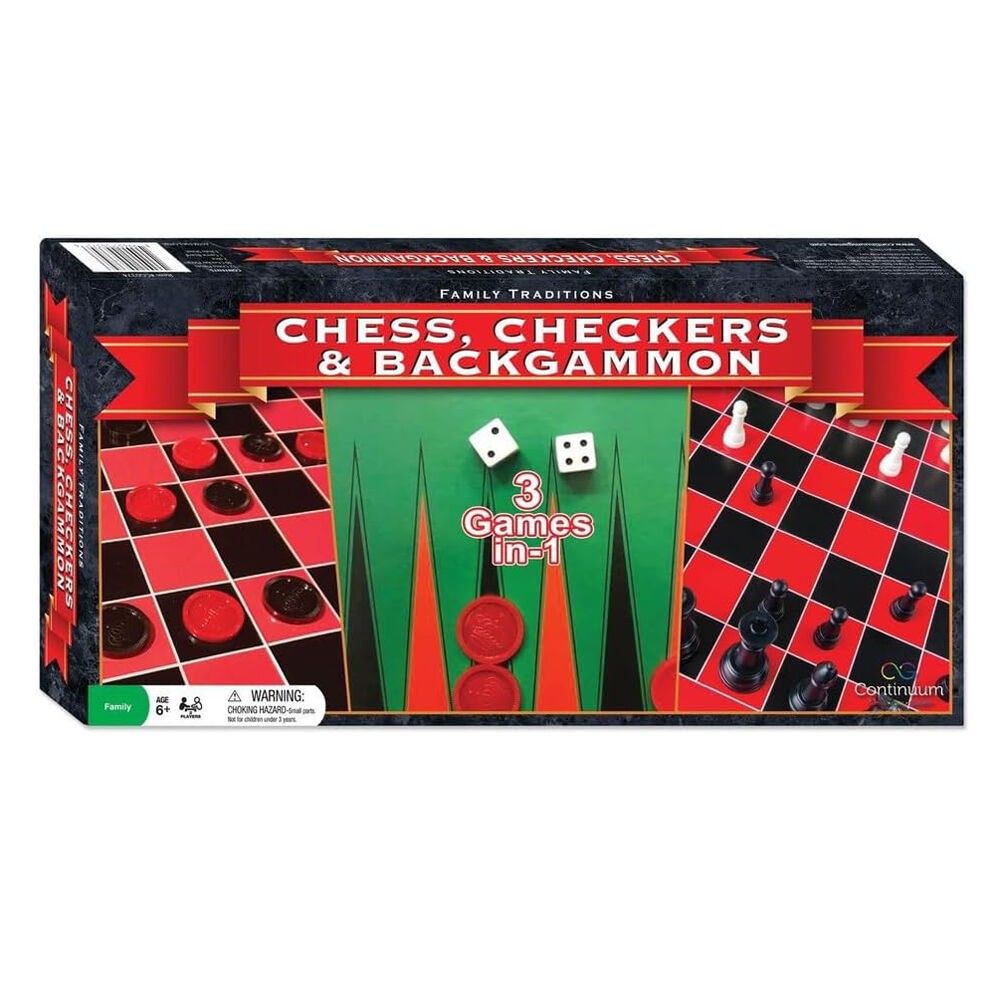 Board game box for Chess, Checkers & Backgammon on a white background