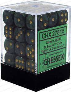 Box of Chessex dice with green label