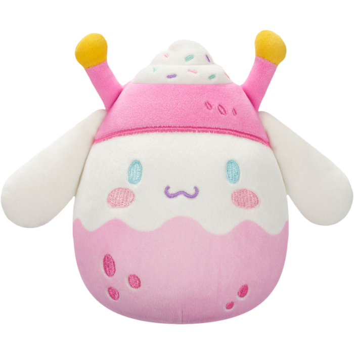 Cinnamoroll plush with antennae and pink pants.