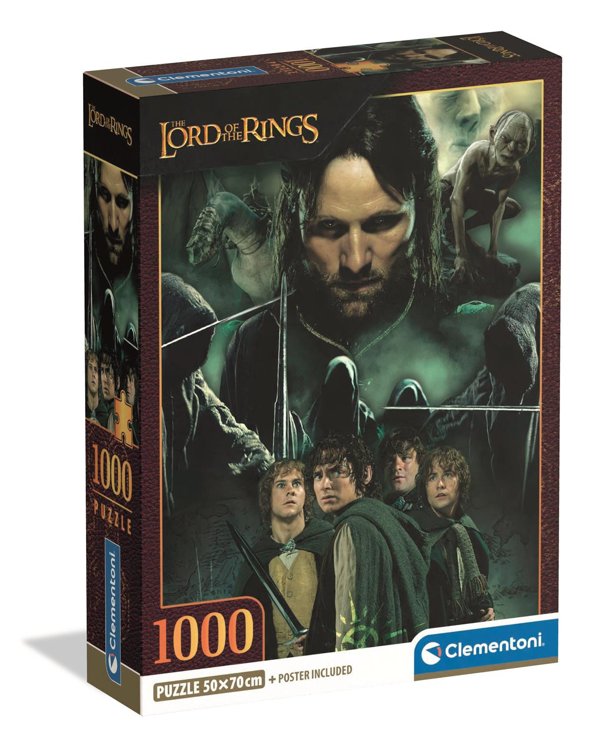 Image shows board game cover, featuring Frodo, Sméagol and more. Clementoni Puzzle The Lord of the Rings 1,000 Pieces