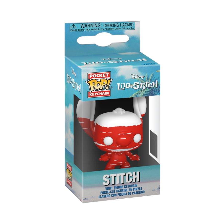 Packaged Disney Lilo & Stitch keychain with blue box on a white background
