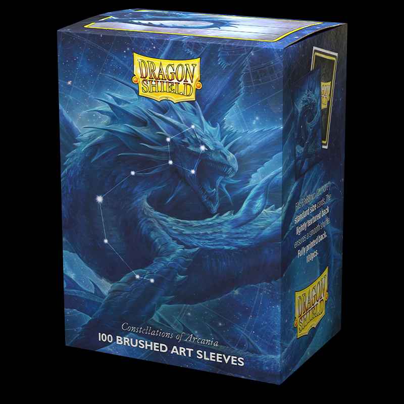 Dragon Shield card sleeves packaging with dragon illustration on a dark background