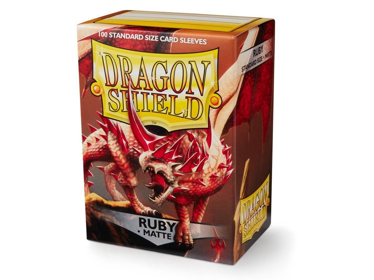 Dragon Shield card sleeves packaging with a red dragon illustration on a white background