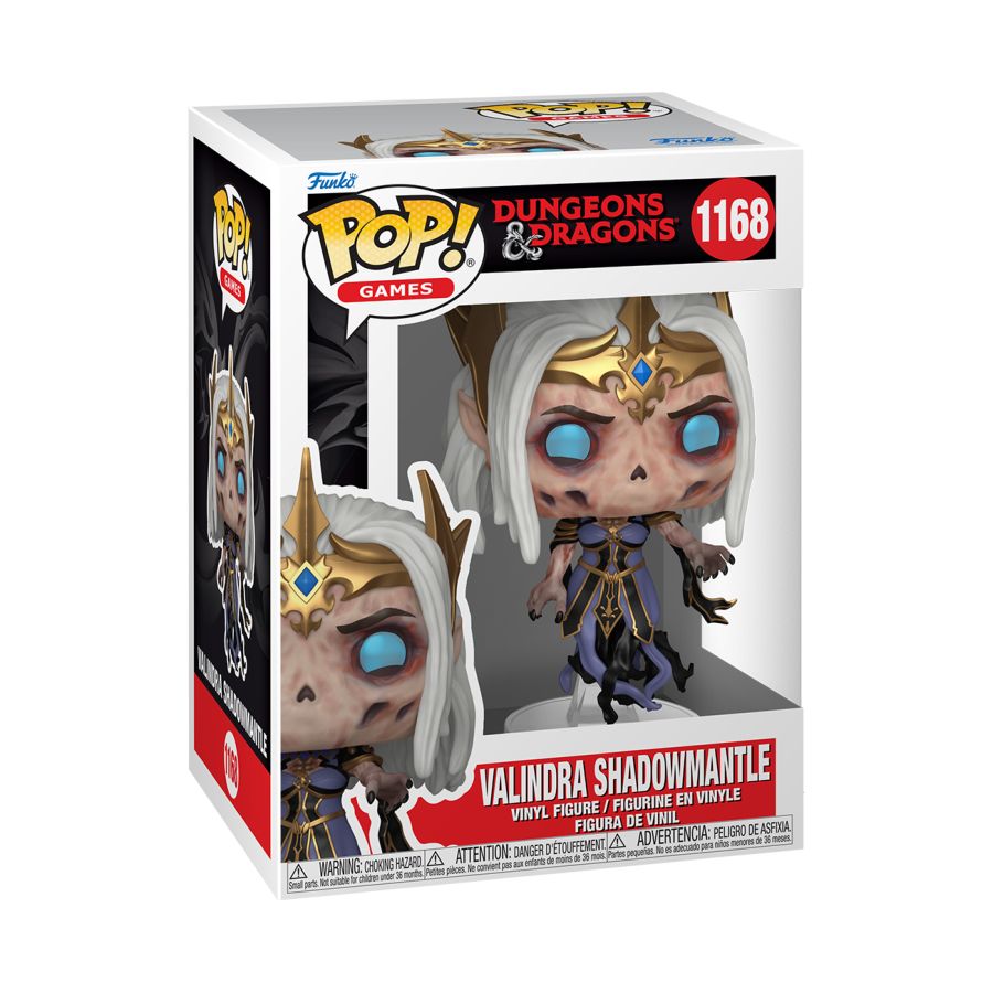Valindra Shadowmantle figure from dungeons and dragons, in Funko packaging. 