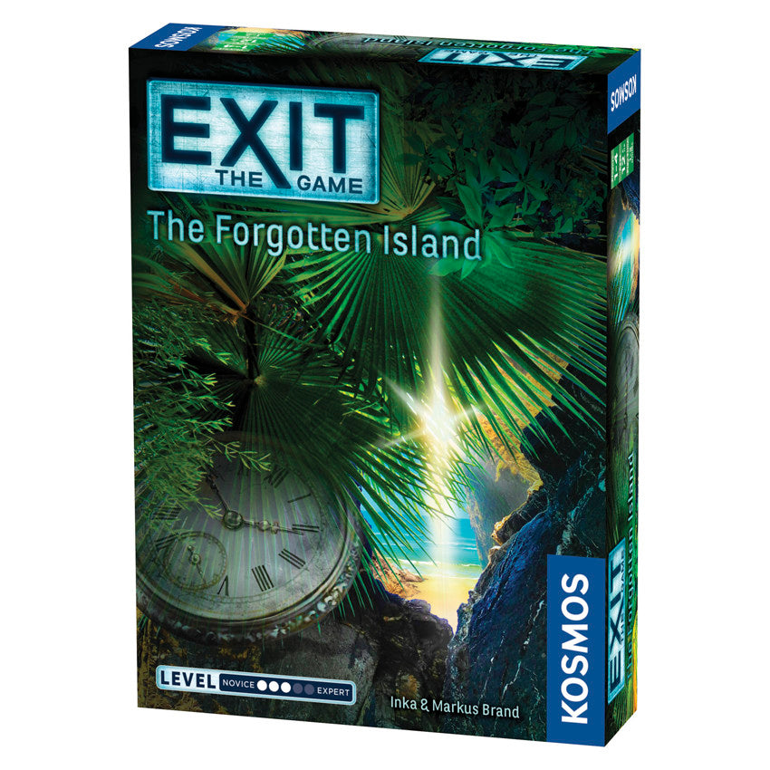 Board game box for 'Exit: The Game - The Forgotten Island' by Kosmos on a white background