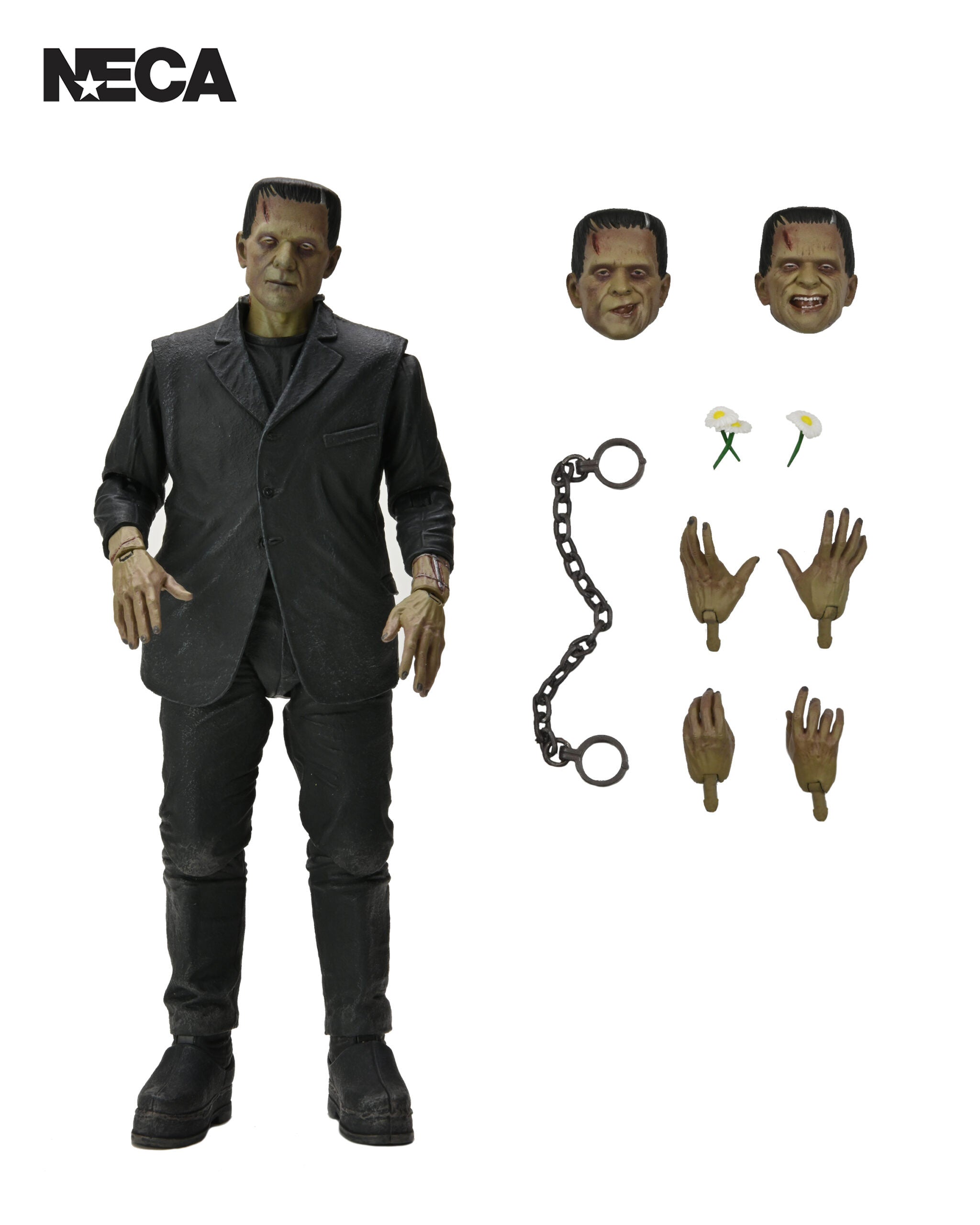 Action figure with interchangeable parts on a white background, featuring NECA branding.