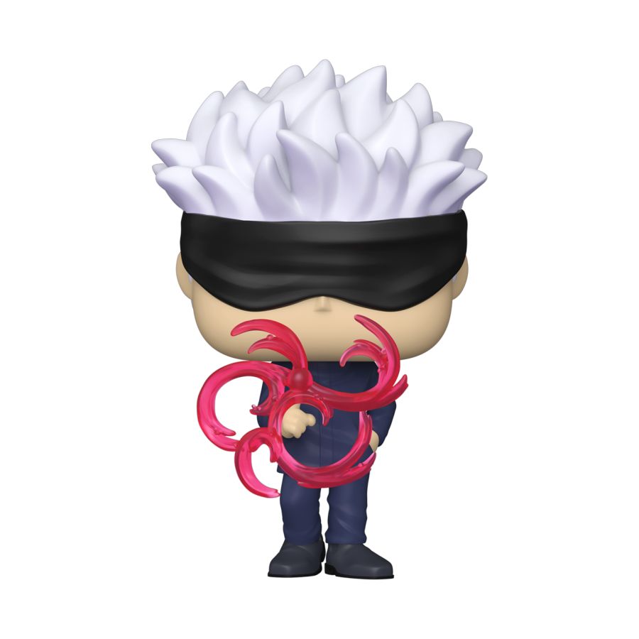 Funko Pop! vinyl figure with white spiky hair, black headband, and holding a pink weapon on a white background