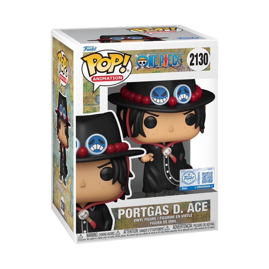 Funko Pop! vinyl figure packaging for Portgas D. Ace from One Piece on a white background