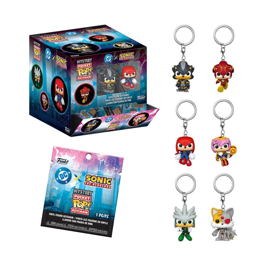 Sonic the Hedgehog Pocket Pop! keychains with packaging on a white background