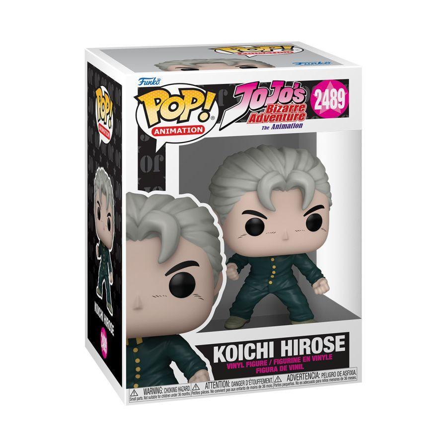 Funko Pop! Animation JoJo's Bizarre Adventure vinyl figure of Koichi Hirose, number 2489, in its original window box packaging.