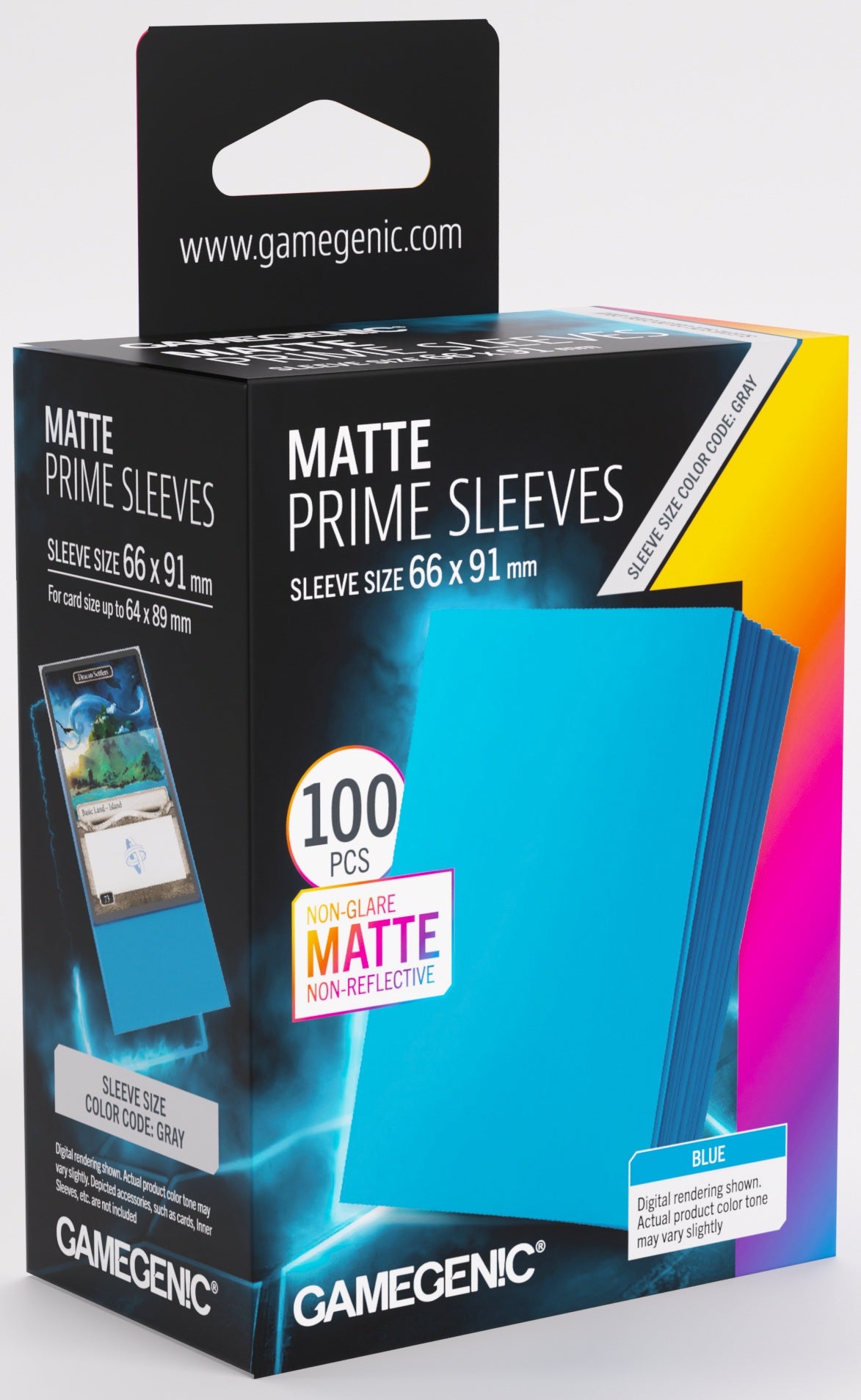 Black Gamegenic branded packaging with blue sleeves on cover. 