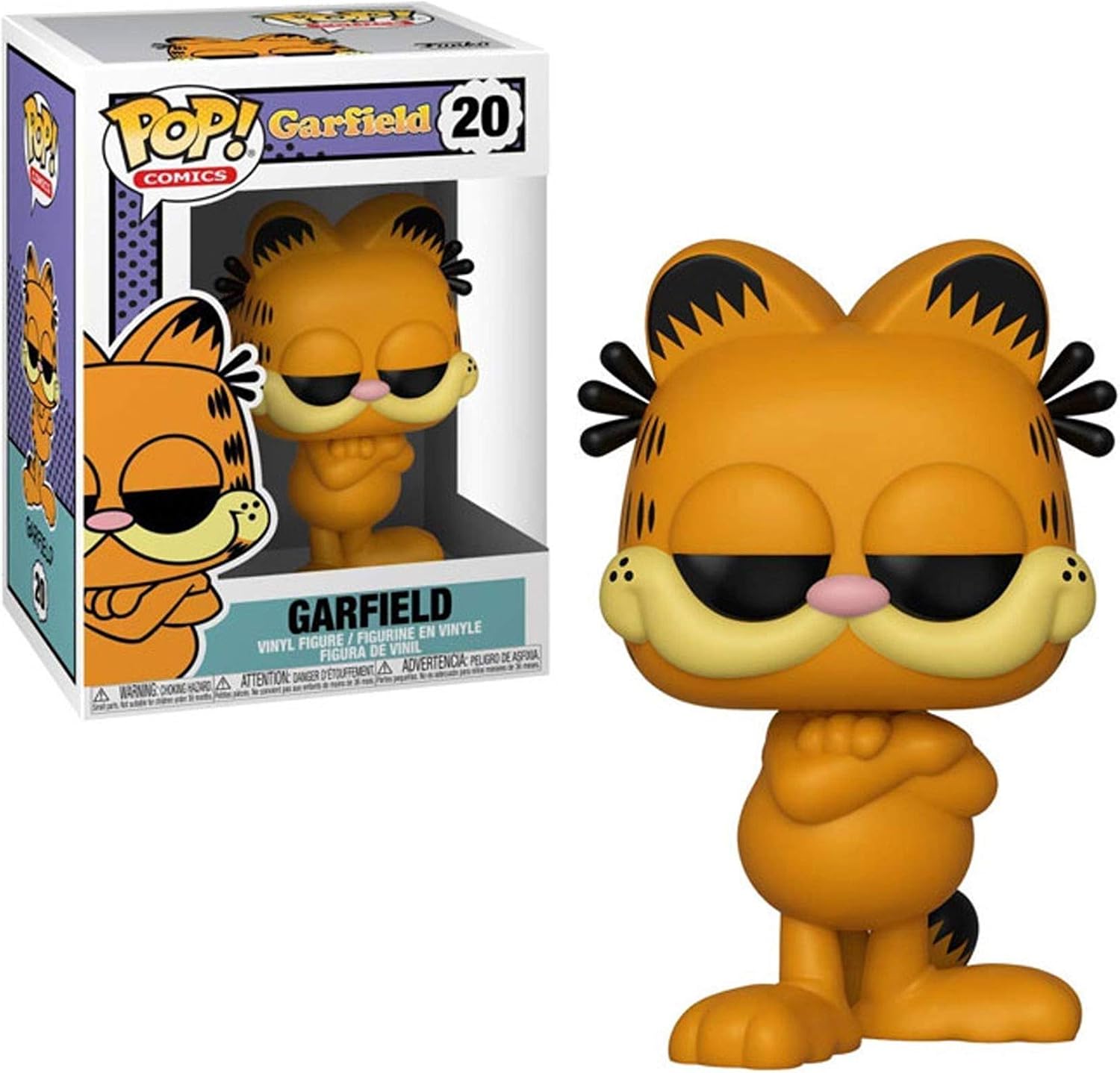 Garfield pop vinyl, posed with arms crossed. 