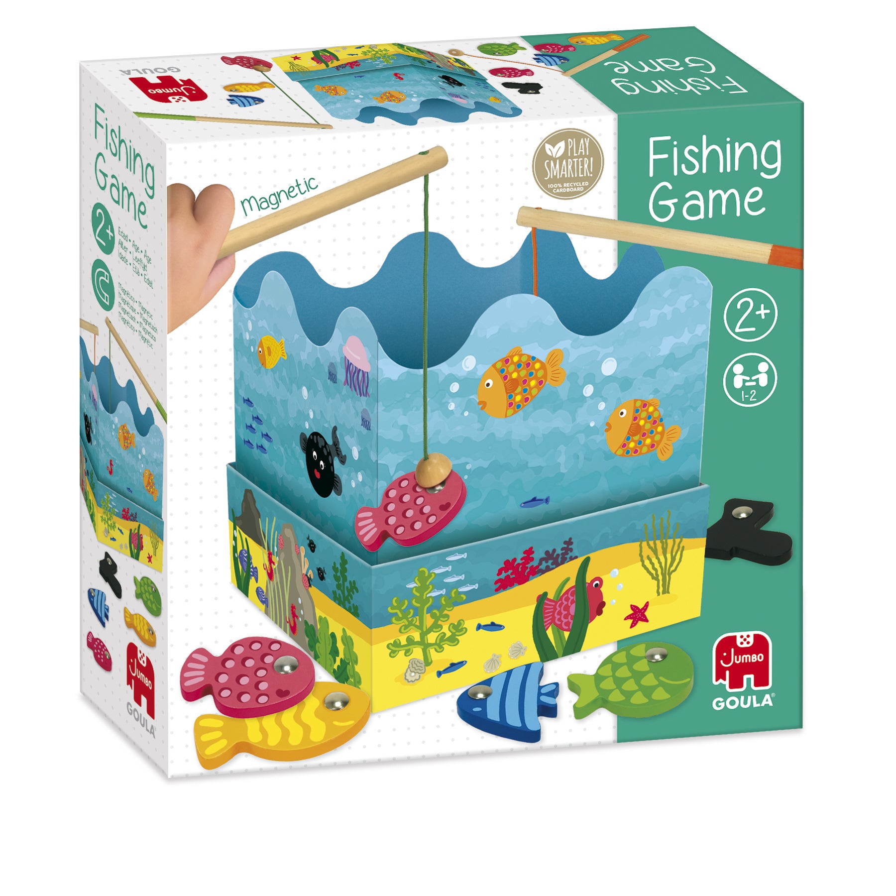 Game box with wooden fish and fish game display 