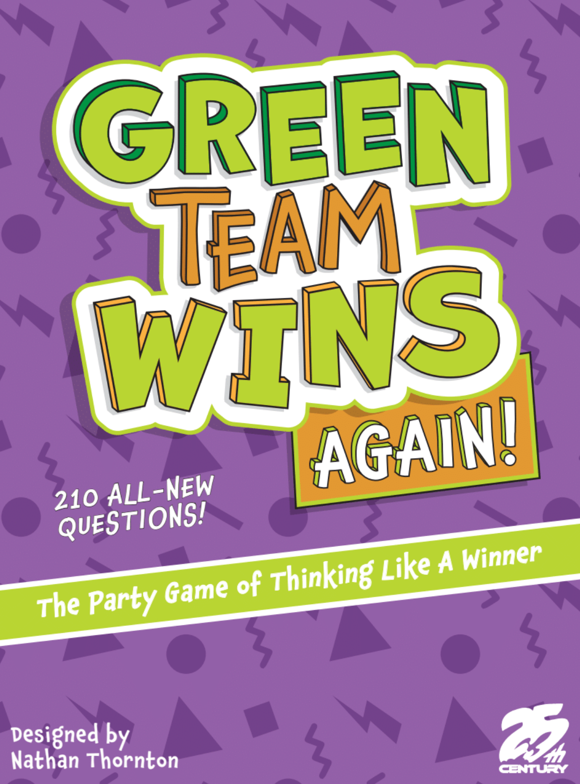 Game box for 'Green Team Wins Again!' with green text on a purple background