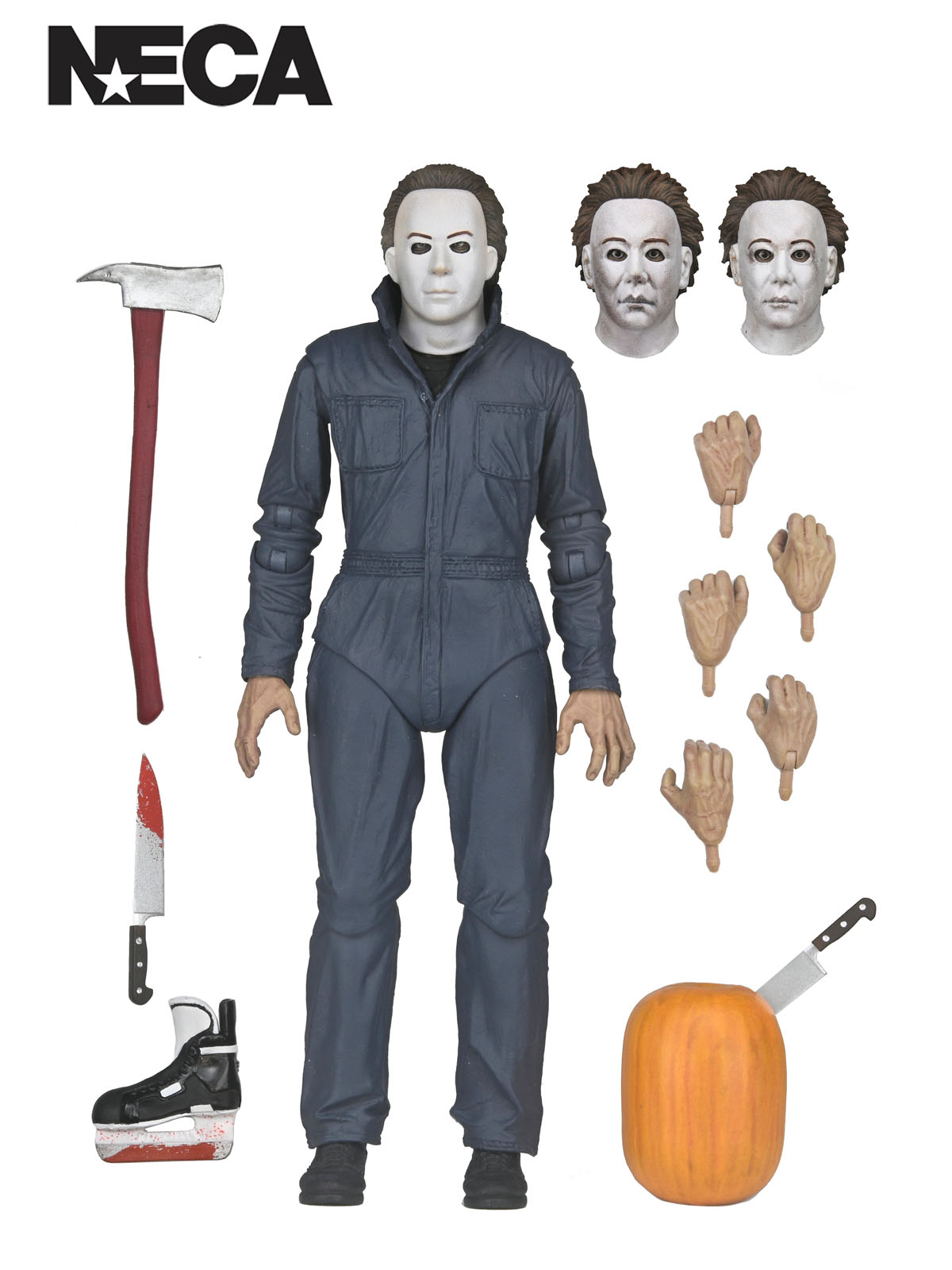 Action figure with accessories on a white background, featuring NECA branding.