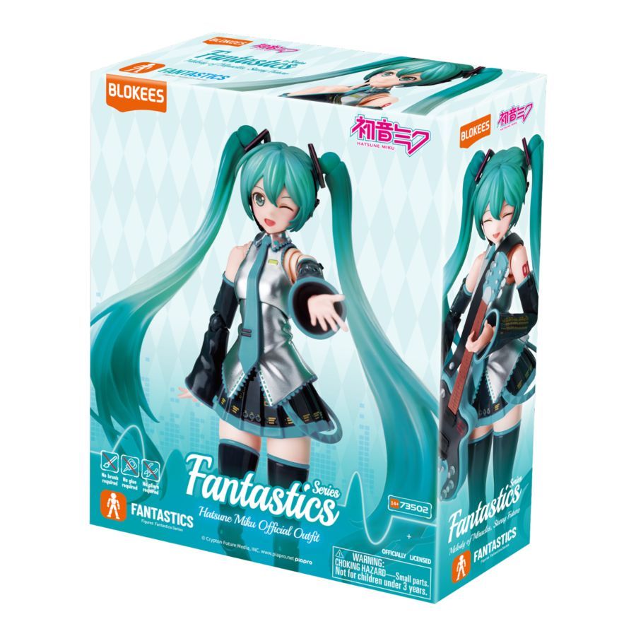 Blokees branded packaging with Hatsune Miku on front cover, in iconic outfit. 