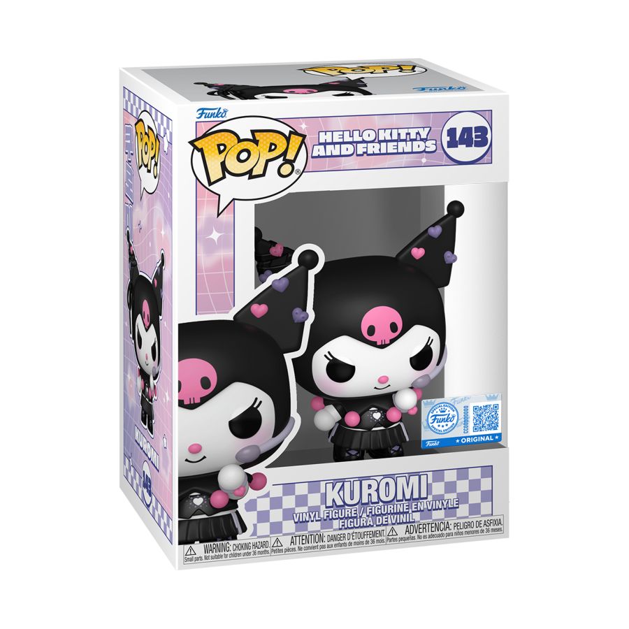 Hello kitty and friends presents K-pop themed Kuromi. Figure features flared skirt and a y2k style black tube shirt. Hello Kitty - Kuromi (K-Pop) US Exclusive Pop! Vinyl.