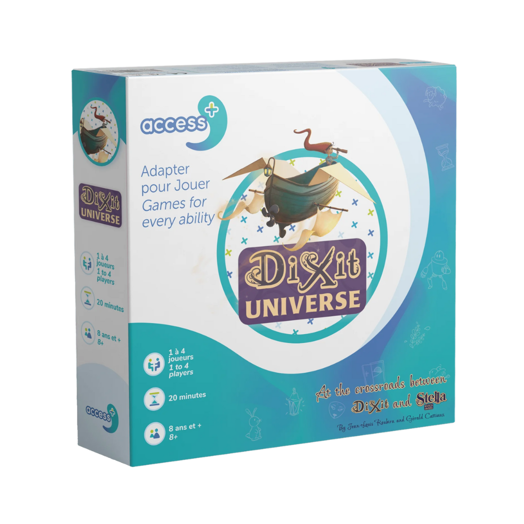 Dixit Universe game box with 'access' branding on a white background