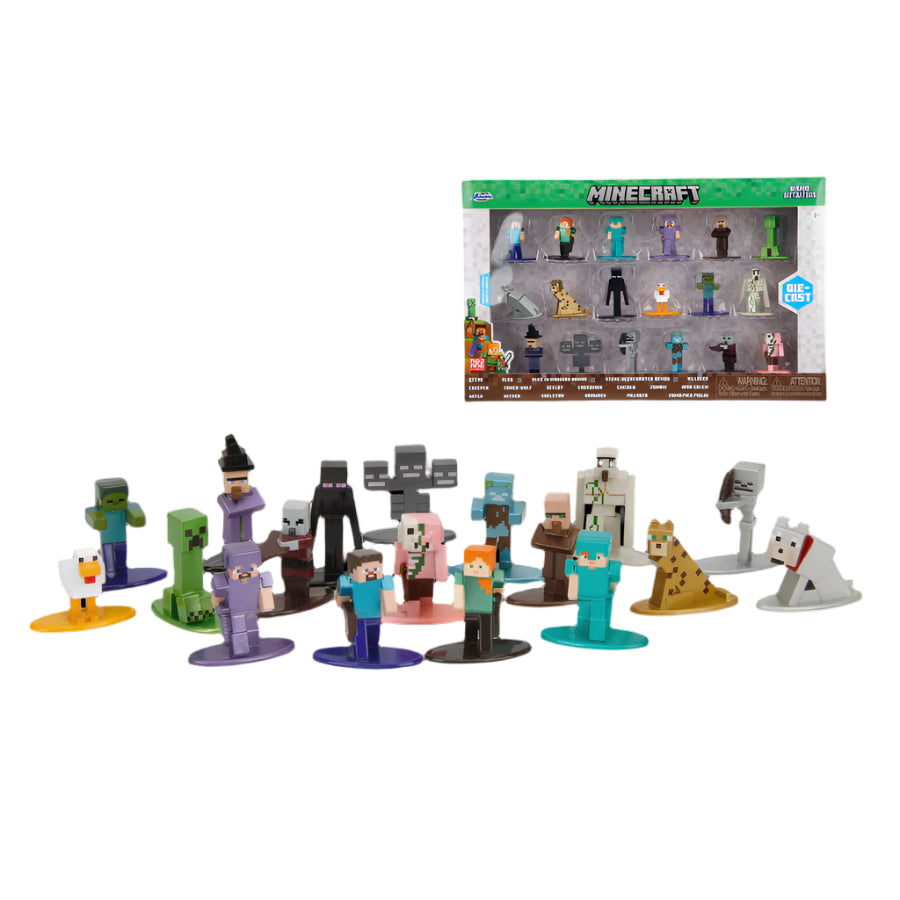 Picture shows Minecraft Nano MetalFig 18 Pack in one complete box