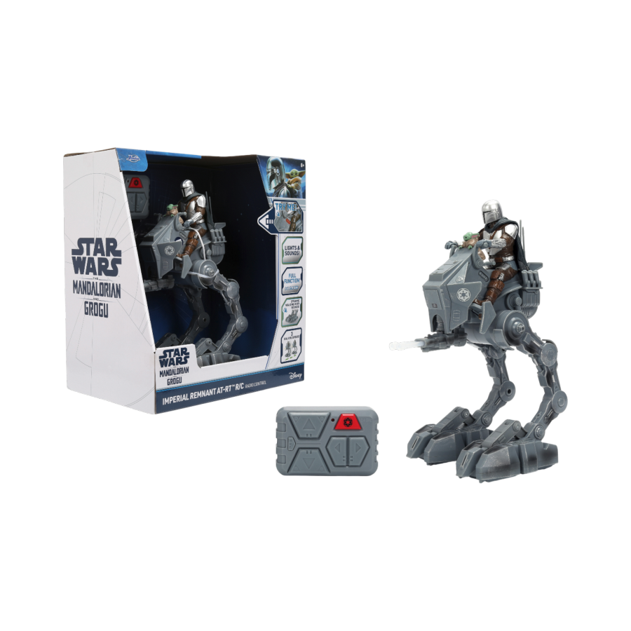 Star Wars toy figure of an Imperial Remnant AT-OT Walker with packaging on a white background