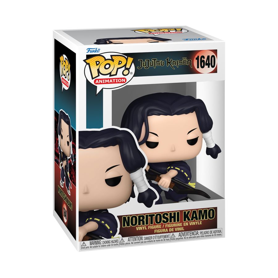 Funko Pop! vinyl figure packaging with character illustration on a white background. Jujutsu Kaisen Noritoshi Kamo Pop! Vinyl.