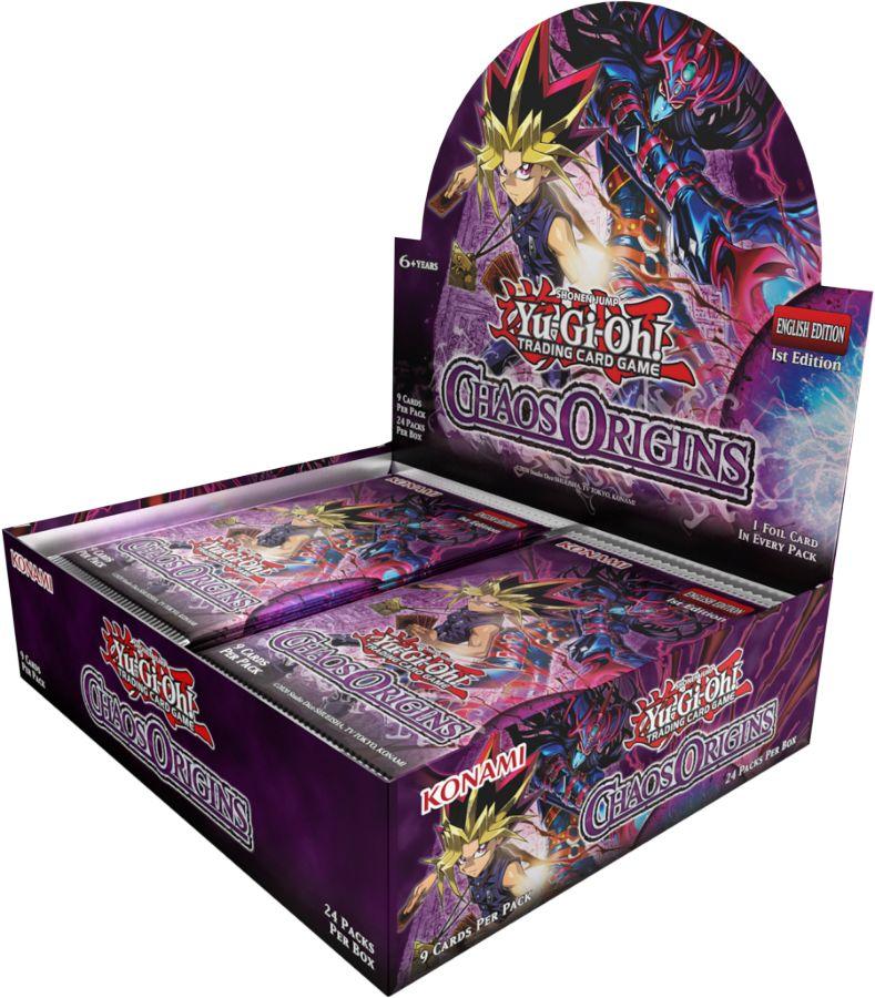 Yu-Gi-Oh! Chaos Origins trading card game packaging on a white background