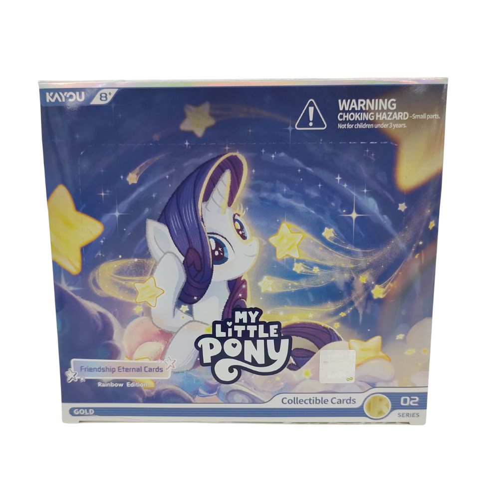My Little Pony collectible cards packaging with a pony illustration on a blue background