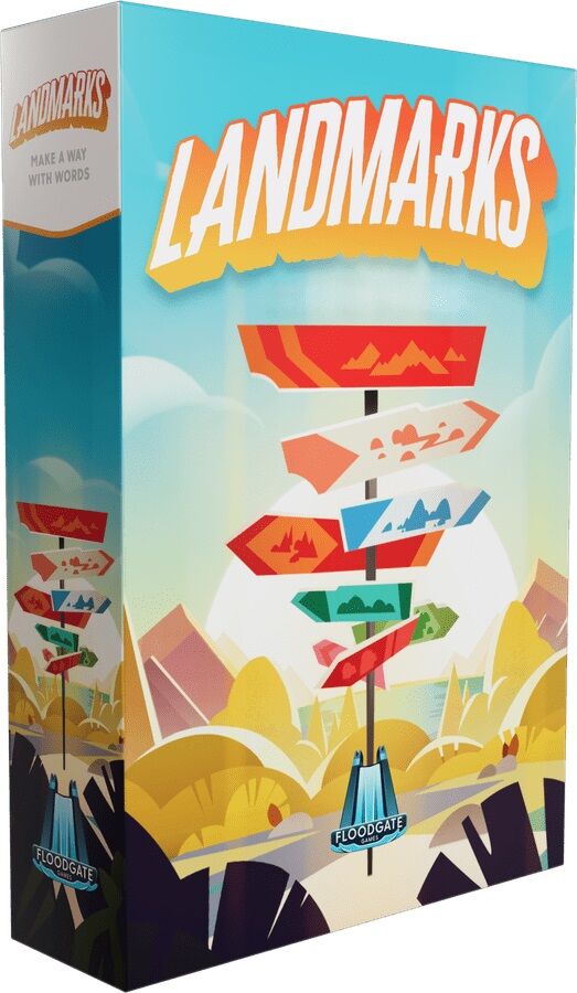 Box of 'Landmarks' game with colorful design and text.