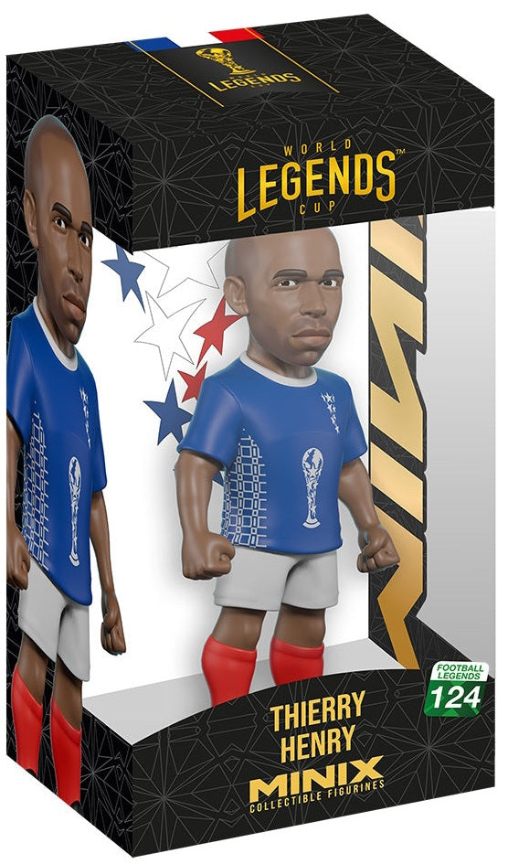 Boxed collectible figure of Thierry Henry with 'World Legends Cup' branding.