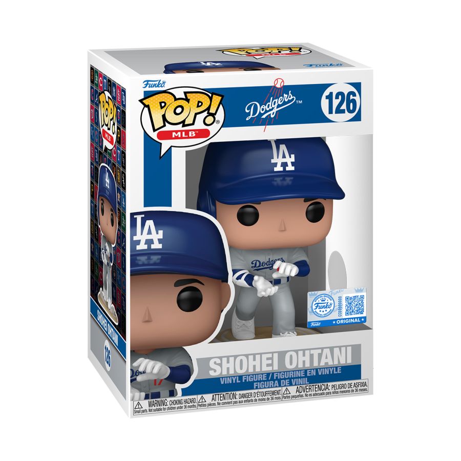 Player Shohei Ohtani as a Pop! Vinyl, in Funko packaging. 