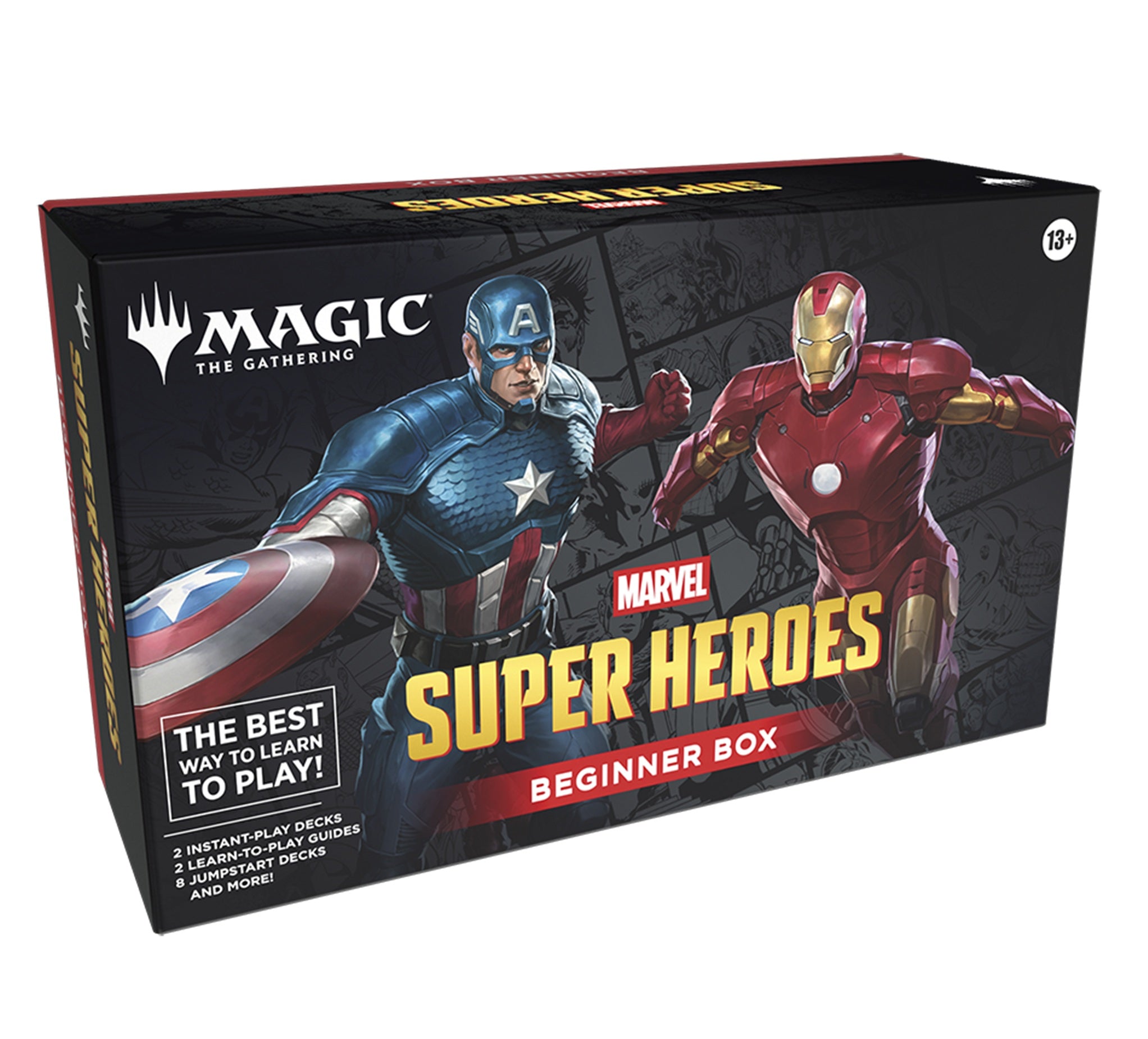 Marvel Super Heroes Magic the Gathering beginner box packaging with Captain America and Iron Man.