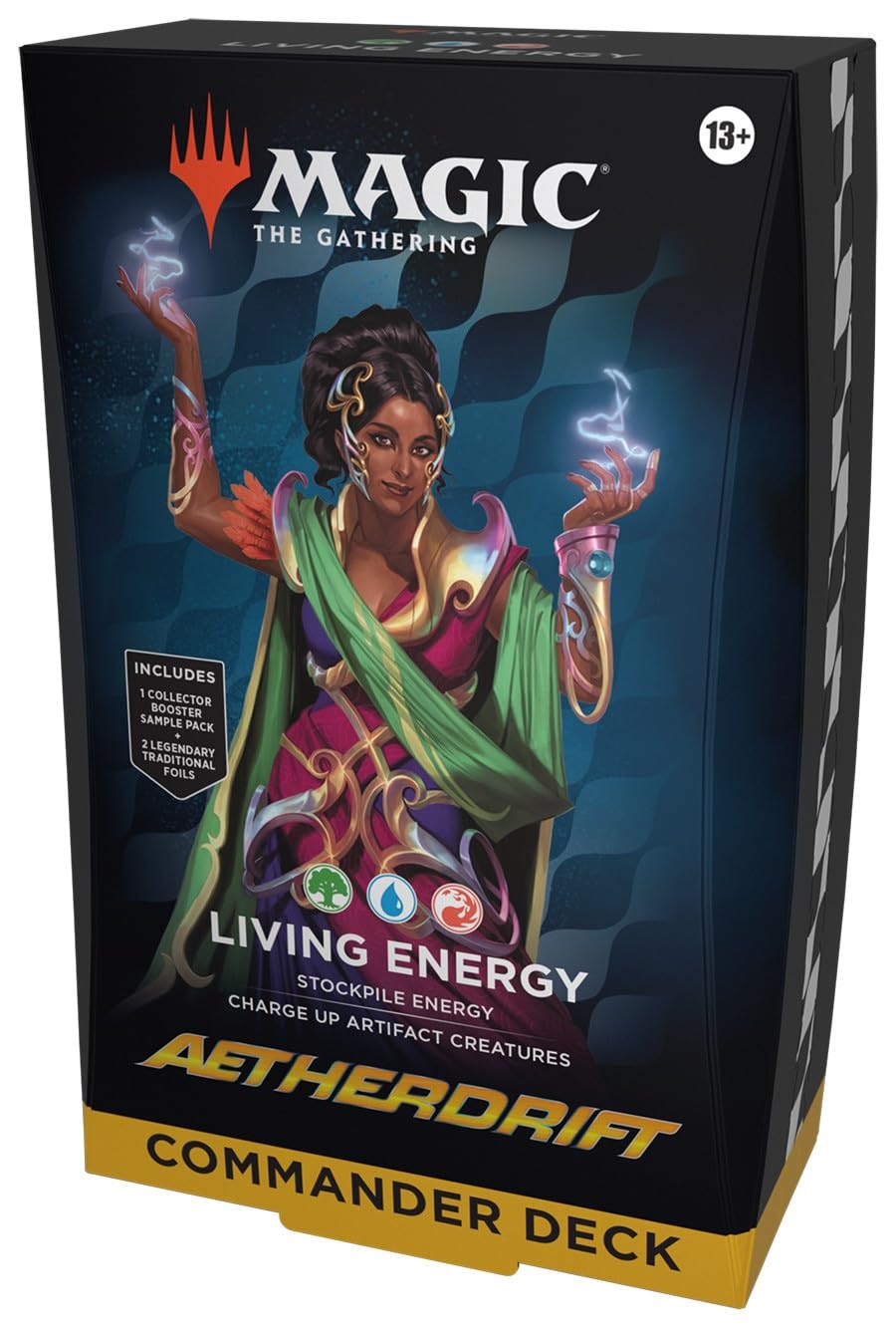 Magic The Gathering branded packaging with character on front. 