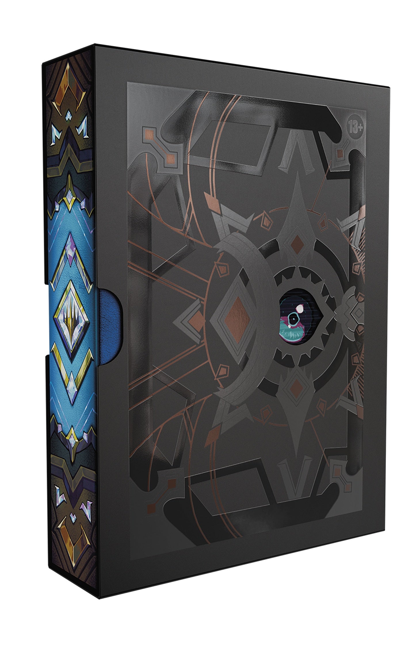 Decorative box with geometric patterns on a white background