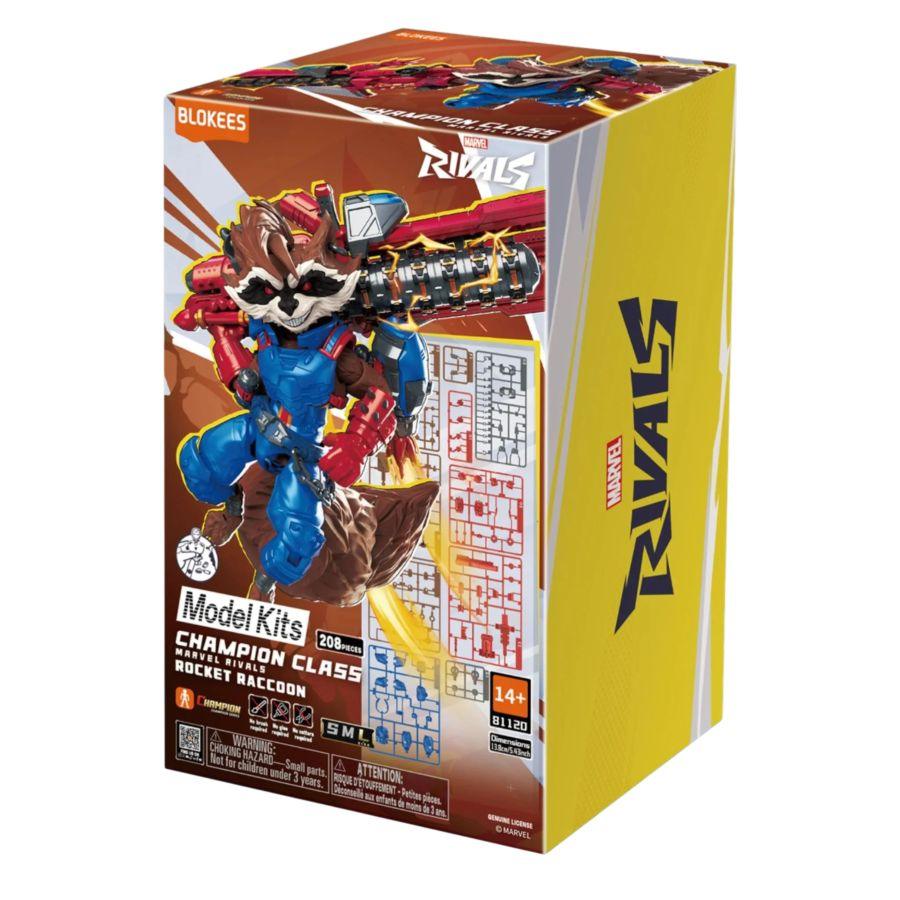 Model kit packaging featuring a character in superhero costume with Marvel branding.