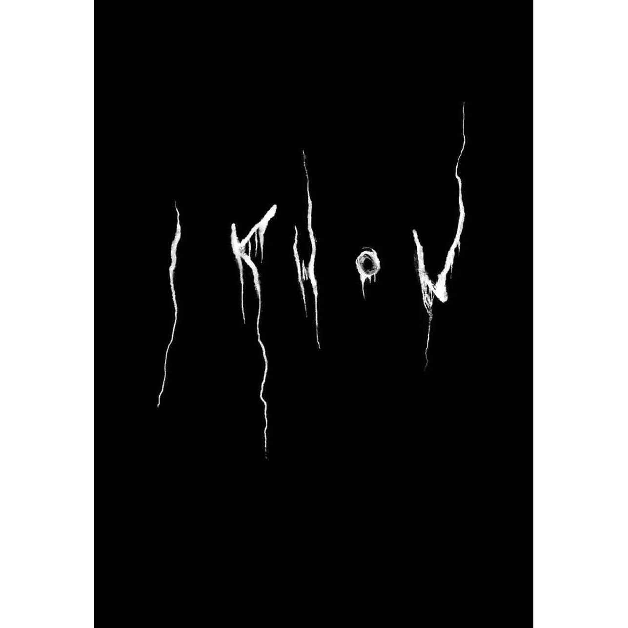 Black and white abstract art with text on a black background