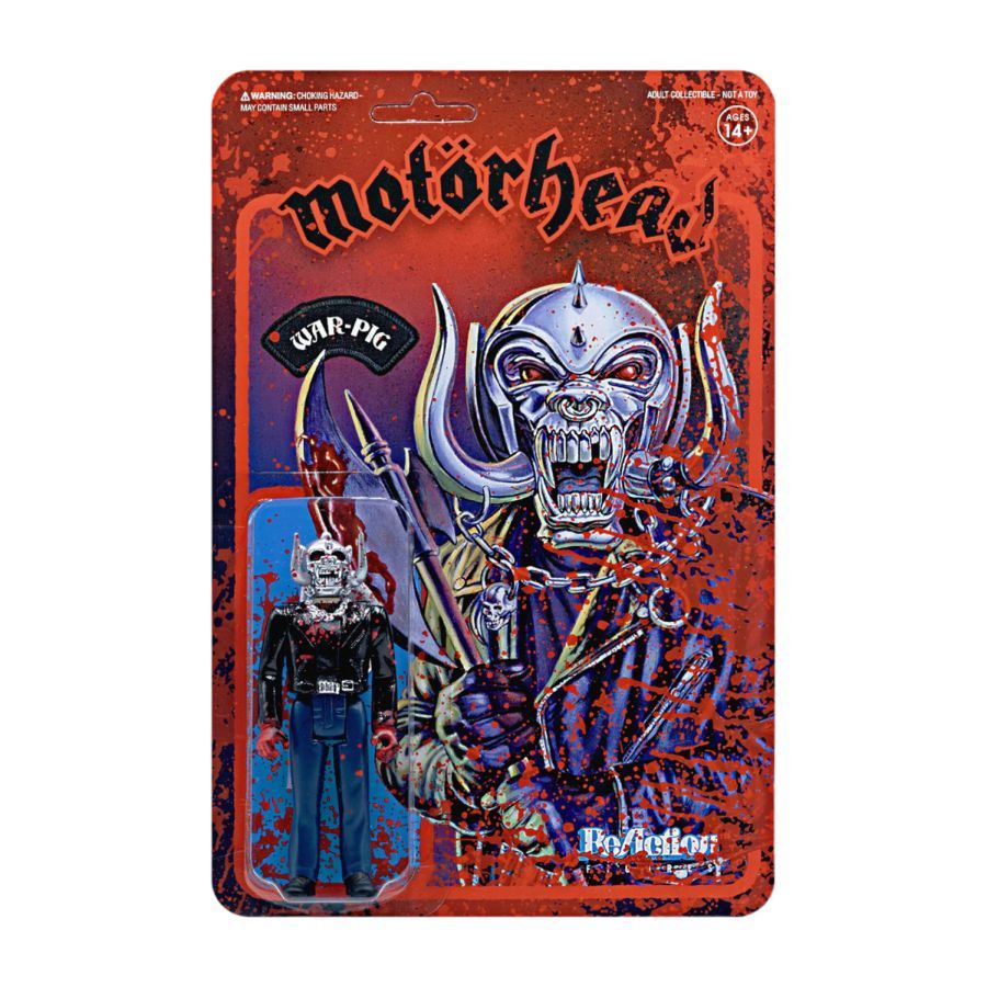 War pig Motörhead Figure, with bloodstained leather jacket and jeans. Motorhead – Bloody Warpig ReAction 3.75″ Action Figure
